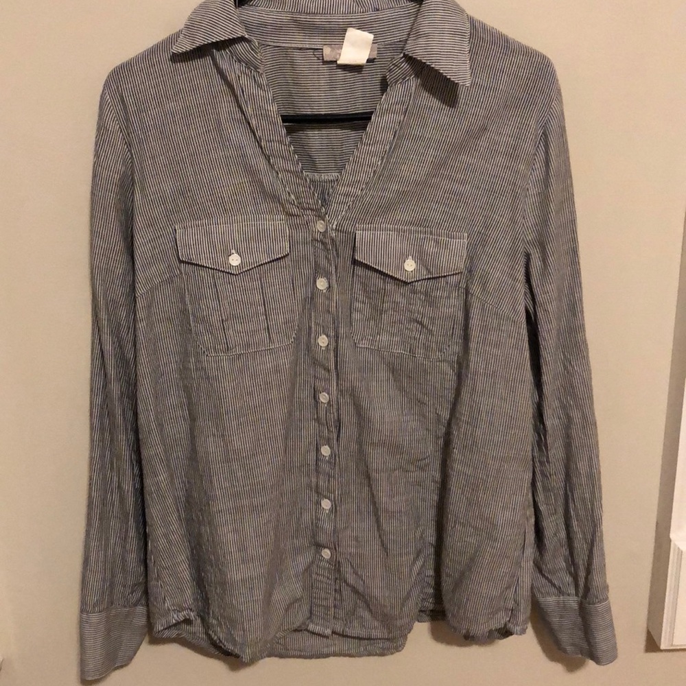 🛒Simple striped button up